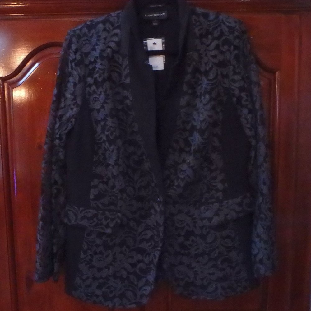 LANE BRYANT BLACK LACE BLAZER SIZE 14